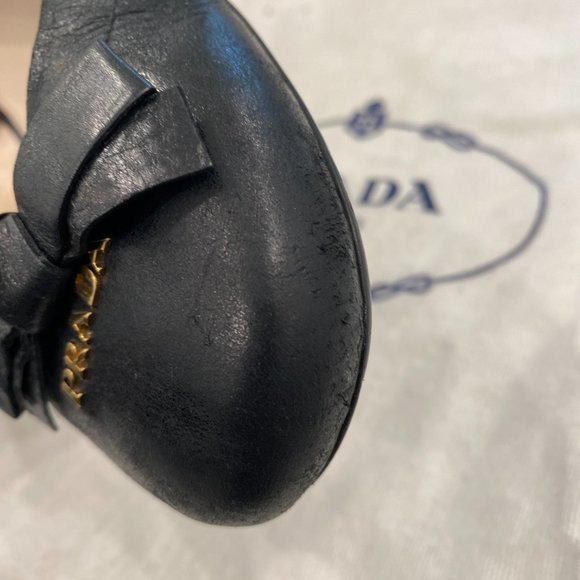 Prada Black Calf Leather Milano Ballet Flats - Picture 11 of 14